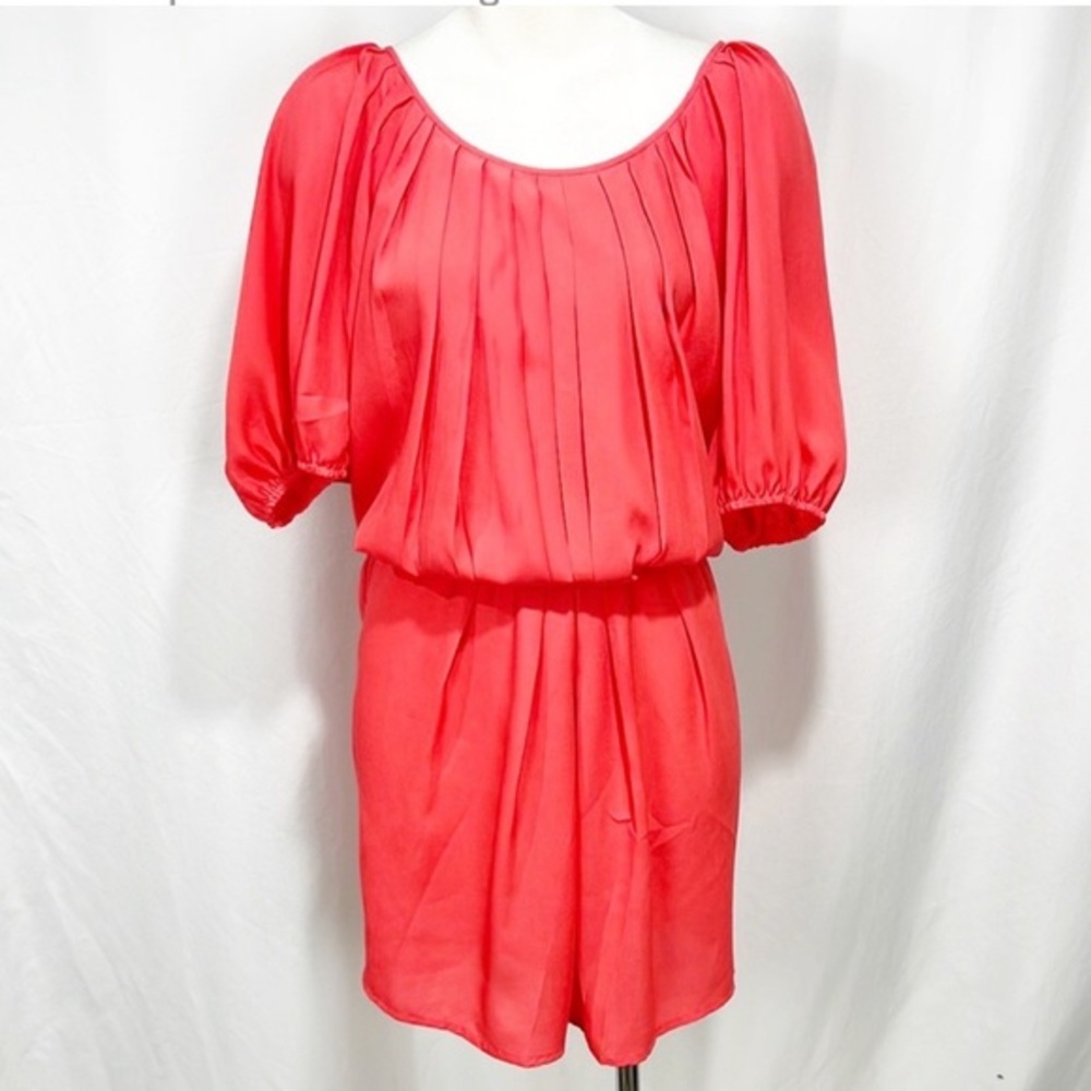 Suzi Chin for Maggie Boutique Coral Blouson Pleated Dress size 10